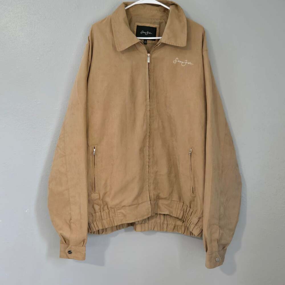 Vintage Sean John Faux Suede Jacket Tan Size XXL 2000s Streetwear